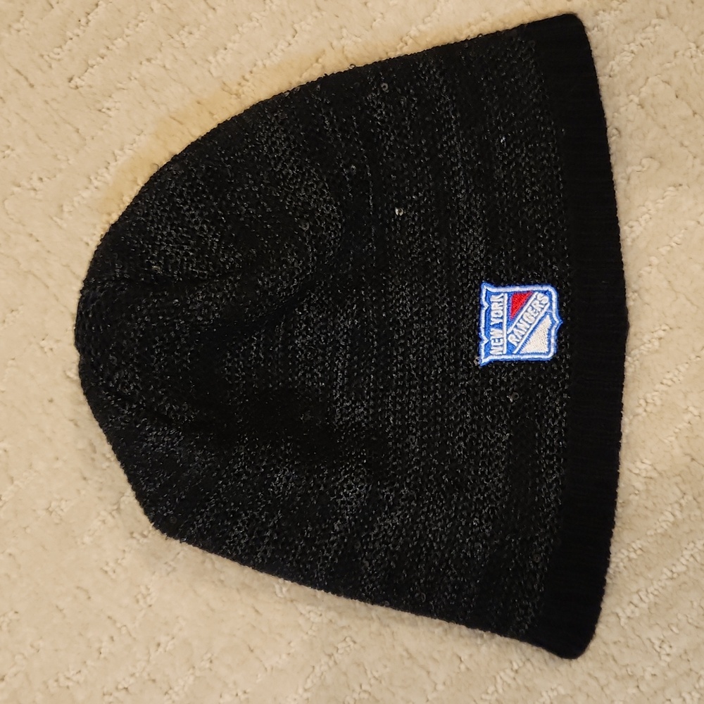 Womens NY Rangers knit hat with sequins